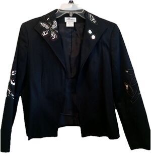 Women's Black Jacket Size 10 Beautiful Embroidery Williamsburg, VA Party Dressy